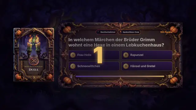 Duellfrage zwischen zwei Teams mit Countdown