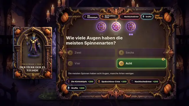 Finalfrage mit Auflösung und Treffern auf die Schilde